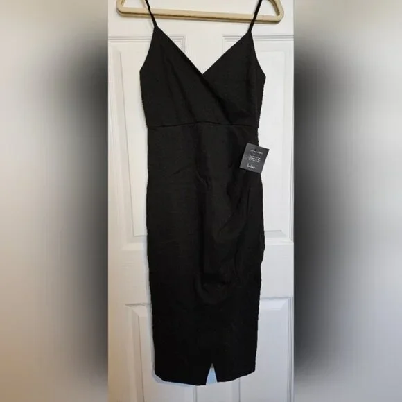 NWT Brand New Lulu's Everything to Me Black Sleeveless Bodycon Midi Dress Size M - Picture 3 of 4
